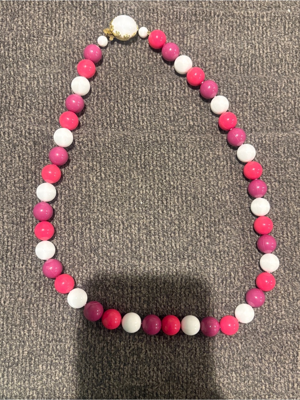 Pink & White bubblegum candy Beaded Necklace